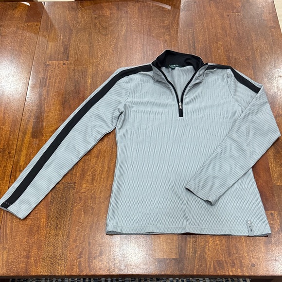 Lauren Ralph Lauren Tops - Lauren by Ralph Lauren Gray and Black Athletic Waffle Quarter-Zip Pullover